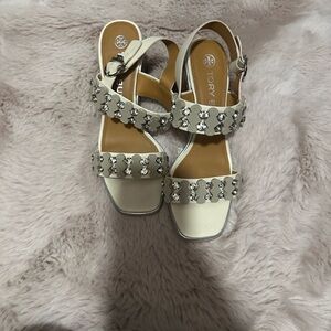 Tory Burch White Embellished Sandals